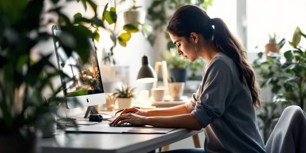 Person working in a calm, distraction-free workspace.