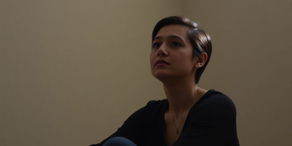 Person reflecting thoughtfully with a subtle glow.