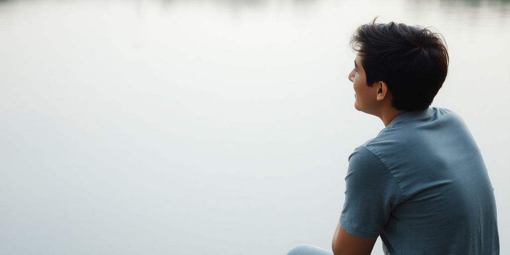 Person looking thoughtfully into a reflective surface.
