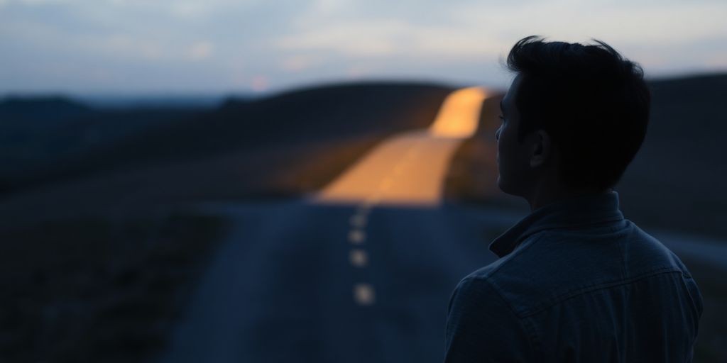 A person calmly considering paths.