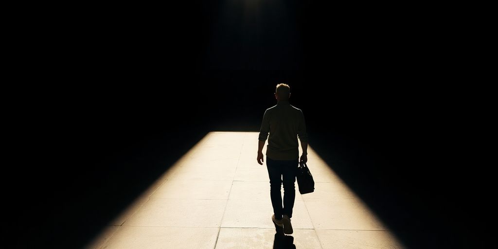 Person walking on a path towards a bright future.